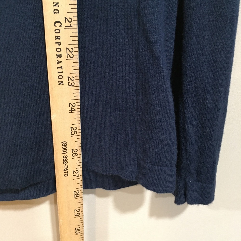 Cotton Cashmere Open Cardigan Sweater Womens M Navy Blue Classic Capsule Luxury - Picture 4 of 11